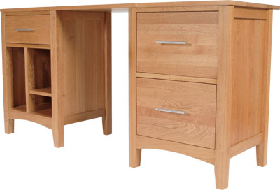 oak DESK TWIN PEDESTAL PRESTIGE