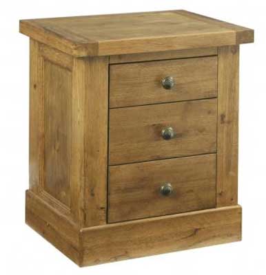 Distressed Bedside Cabinet 3 Drawer Devonshire