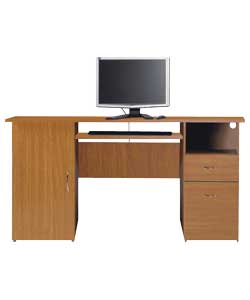 Oak Effect Computer Desk with Filing