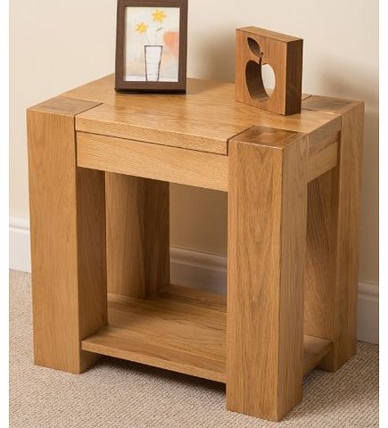 KUBA SOLID OAK LAMP / SIDE TABLE