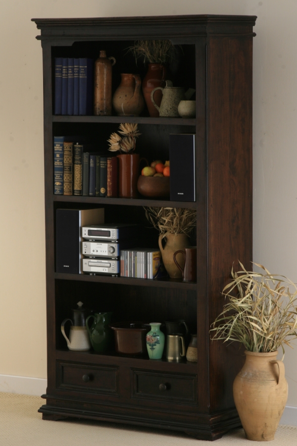 Klassique Dark Indian 2 Drawer Bookcase