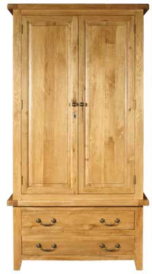 WARDROBE 2 DOOR 2 DRAWER COTSWOLD RUSTIC