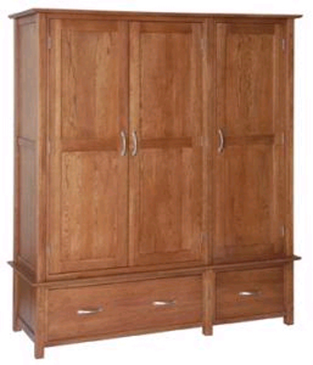 WARDROBE TRIPLE 3 DOOR 2 DRAWERS NEW OAK