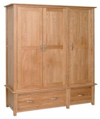 WARDROBE TRIPLE WITH 2 DRAWERS NEW OAK