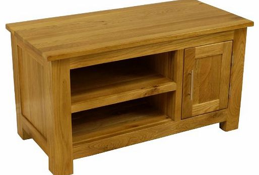  - CHUNKY OAK SMALL PLASMA TV DVD VIDEO UNIT CABINET STAND ASSEMBLED