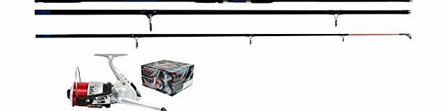 Oakwood 14 FT 3PC BEACHCASTER/SURF FISHING ROD amp; SILK 70 BEACH/SEA REEL   LINE COMBO