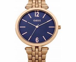 Oasis Ladies Blue and Rose Gold Tone Bracelet