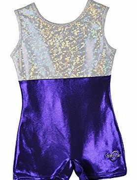 Girls O3GL005 Biketard Gymnastics Leotard - Purple/Silver, Medium