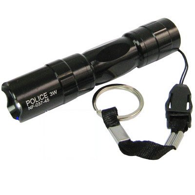 Police 3W Led High Power Waterproof Keyring Torch Black (NF-037-45)