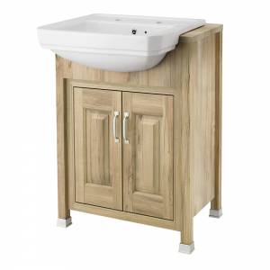 Old London Natural Walnut Unit 600mm Semi-Recess Basin Unit