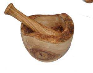 Olive Wood Mortar and Pestle Natural Finished