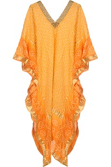 Om Gold trimmed silk kaftan