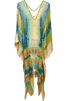 Om Jeweled silk sari kaftan