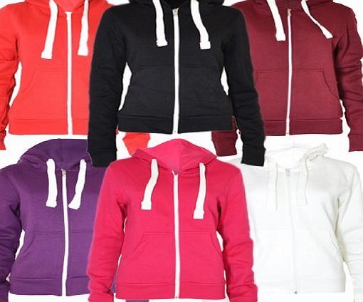 OMG Fashion WOMENS PULL STRING LONG SLEEVED HOODIE JUMPER (12, PURPLE)