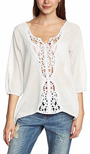 Womens Crew Neck 3/4 sleeve Blouse - White - White (Cloud Dancer) - 10