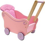 Oodles Pink Wooden Dolls Pram