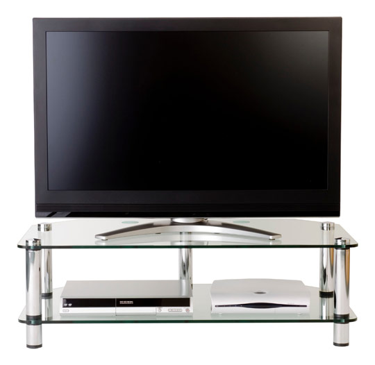 Optimum International Optimum AV2 Corner Glass TV Stand - Stainless