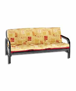 Black Metal Futon/Oriental Gold Mattress