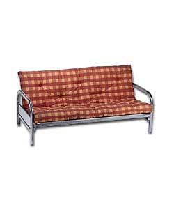 Silver Futon/Terracotta Check Mattress