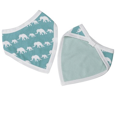 Organics For Kids Blue Elephant Silhouettes Reversible Bandanna Bib