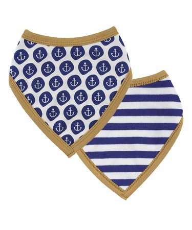 Organics For Kids Blue Reversible Anchor Striped Bib