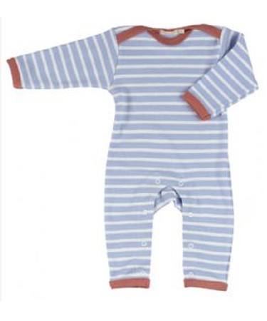 Organics For Kids Blue/Rust Breton Stripe Romper