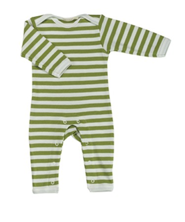 Organics For Kids Green Broad Stripes Romper