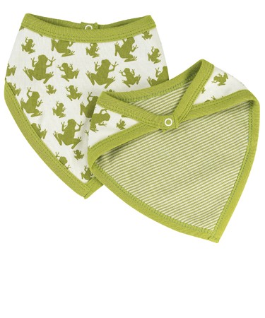 Organics For Kids Green Frogs Print Reversible Bandanna Bib