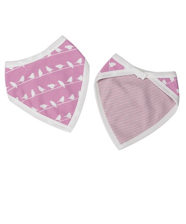 Organics For Kids Pink Bird Silhouettes Reversible Bandanna Bib