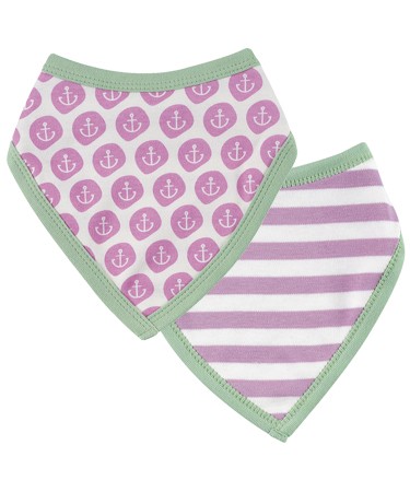 Organics For Kids Pink Reversible Anchor Striped Bib