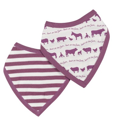 Organics For Kids Raspberry Farmyard Reversible Bandanna Bib