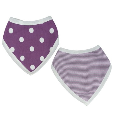 Organics For Kids Raspberry Spotty / Stripe Reversible Bandanna Bib