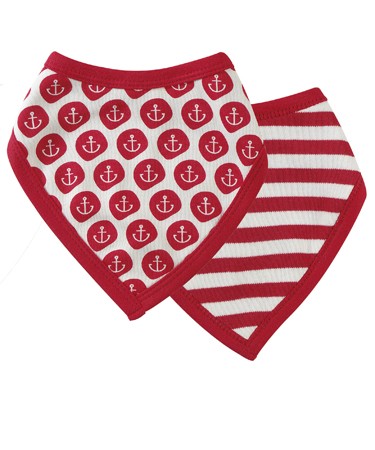 Organics For Kids Red Reversible Anchor Striped Bib