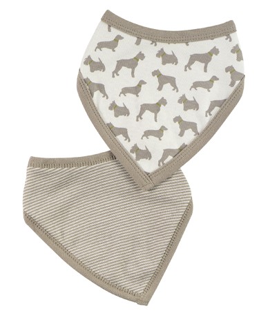 Organics For Kids Taupe Dogs Print Reversible Bandanna Bib