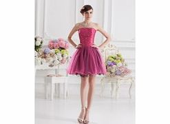 Organza Satin Short/mini Strapless Burgundy