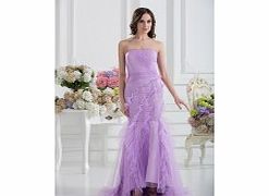 Organza Satin Sweep Train Strapless Lilac