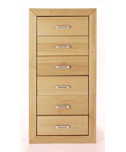 6 Drawer Tallboy- Oak Finish