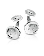 Orlando Orlandini 18K Gold Diamond Button Double-side Cufflinks