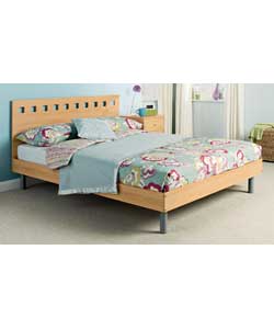 Oslo Beech Double Bed with Memory Foam Mattress