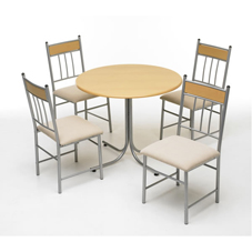 Dining Set Round Natural Effect 5piece