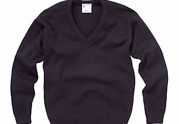 Plain Unisex School V-Neck Acrylic Jumper, Navy