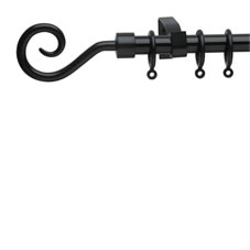 Wilko Metal Curtain Pole Crook Black 125cm-215cm