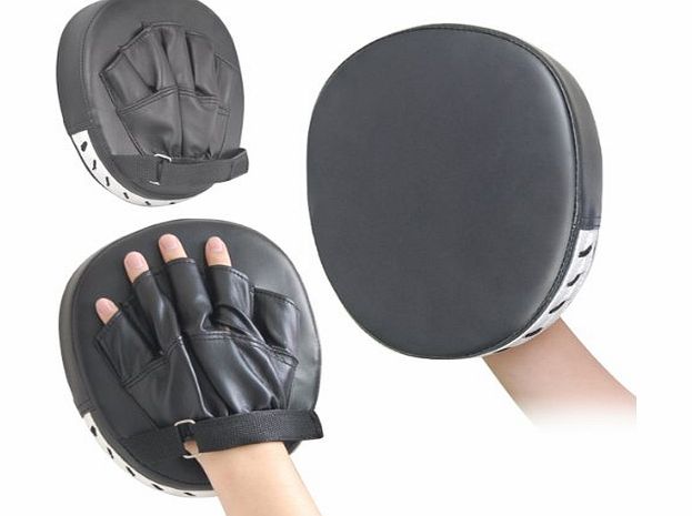 outdoortips 2 X Leather Boxing Mitt Training Target Focus Punch Pad Glove Karate Muay Thai Kick MMA