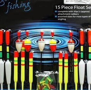 OV 15 PIECE FISHING ASSORTED FLOAT SET COURSE/CARP NEW