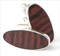 Oval Kingwood Silver Cufflinks by Justin Duance