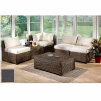 Oxford Furniture Set Chocolate with Half Panama Cushions Grey