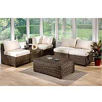 Oxford Furniture Set Chocolate with Half Panama Cushions Natural