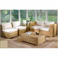 Furniture Set Honey with Half Panama Cushions Alabaster