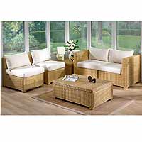 Oxford Furniture Set Honey with Half Panama Cushions Natural