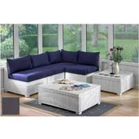 Furniture Set White with Half Panama Cushions Grey